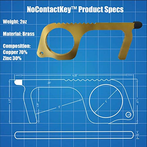 No Touch Door Opener Tool Touchless Keychain Brass Clean Key Made