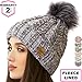 Braxton Knit Hat for Women - Pom Cable Winter Warm Fleece Beanie - Wool Snow Cuff Outdoor Ski Cap