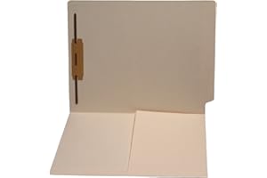 ECOM FOLDERS 11 pt Manila Folders, Full Cut End Tab, Letter Size, 1/2 Pocket Inside Front, Fastener Pos #1 (Box of 50)