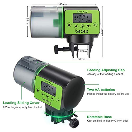 Automatic Fish Feeder Electric Auto Fish Feeder Vacation Fish Feeder Moisture-Proof Fish Food Dispenser for Aquarium