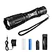 SAYGOGO XML-LE A100 Handheld LED Flashlight, Outdoor Ultra Bright T6 Glare Waterproof Torch with Adjustable Focus and 5 Light Modes, Suitable for Powered Tactical, Camping, Hiking, and Hunting, Black