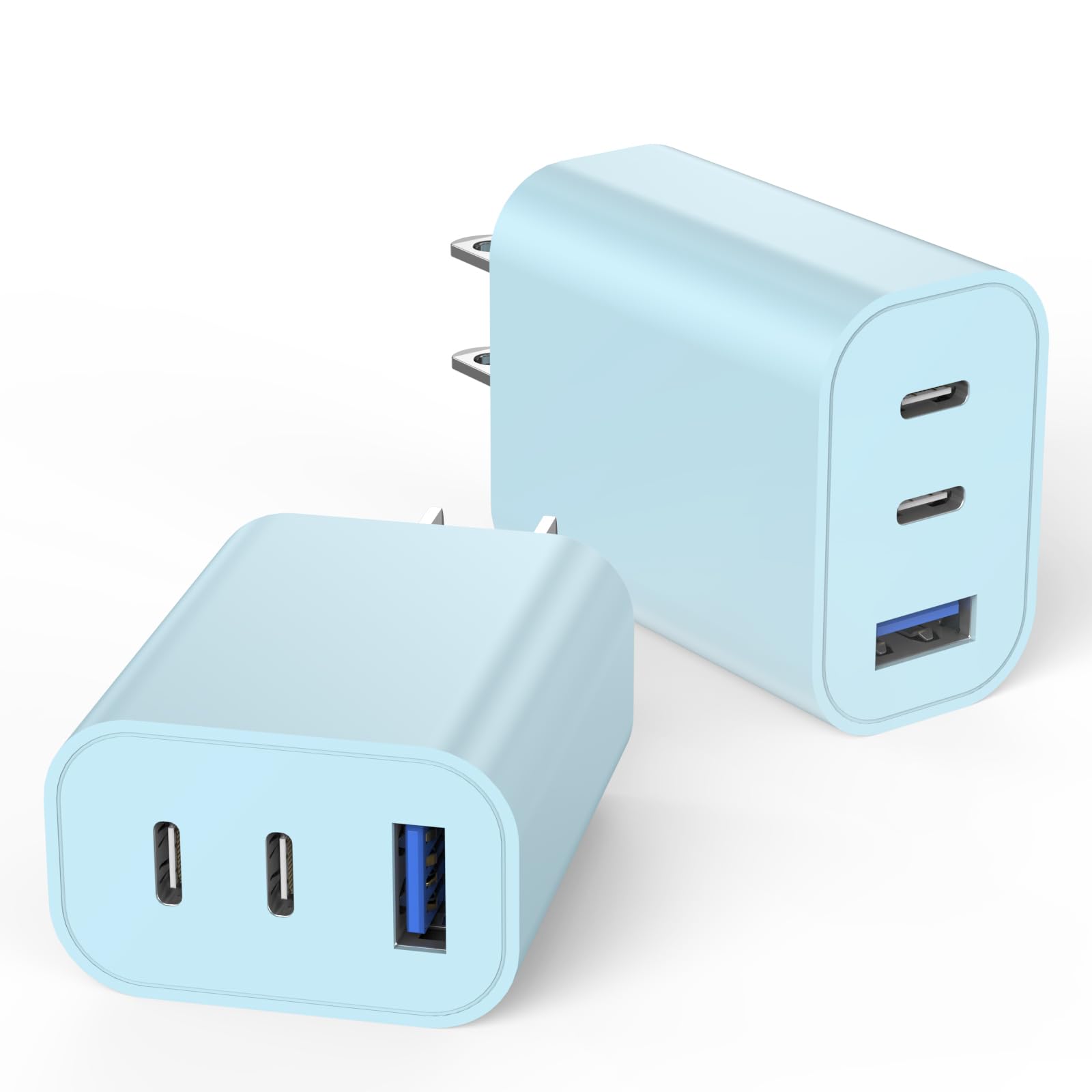 Photo 1 of [2-Pack]iPhone 17 Charger Block,35W 3-Port Fast USB C Charger Block Wall Plug Multiport USB C Wall Charge Block for iPhone 17/17 Air/ 17 Pro/17 Pro Max/16/15/14/13/12, iPad Pro/iPad Air,iPad mini,iPad