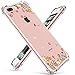 GVIEWIN Clear Case for iPhone 8 Plus/7 Plus, Flower Pattern Design Flexible TPU Ultra-Thin Shockproof Transparent Floral Cover, Cases for iPhone 7 Plus/8 Plus 5.5 Inch (Spring Flowers/Orange)