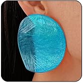 Acrylic Earrings Colorful Big Round Studs Earring Blue Green Red White Pink Statement Earrings for Women Resin Large Irregular Geometric Drop Dangle Earring Fashion Fun Unique Chunky Jewelry