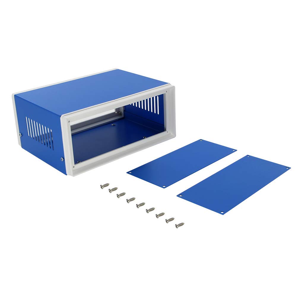 Fielect Electronic Junction Box Blue Metal Enclosure Case, DIY Project Box, 6.69"x5.12"x3.15", 170x130x80mm