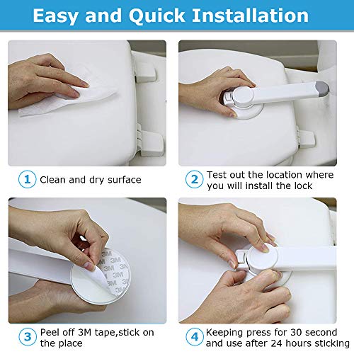 Baby Toilet Lock Proof, No Tools Needed Easy Installation with Adhesive Design for The Toilet Seat Lid, 2pcs Toddlers Toilet Locks with 2pcs Straps