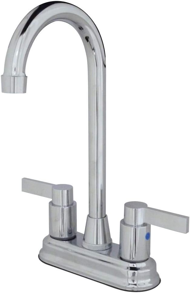 Kingston Brass KB8491NDL 4-3/4-Inch in Spout Reach NuvoFusion Two Handle 4-Inch Centerset Bar Faucet, Polished Chrome - - 