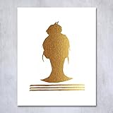 Top Knot Silhouette Gold Foil Decor Print Woman Bun Hairstyle Stripes French Chic Girly Office Poster Wall Art 8 inches x 10 inches