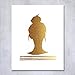 Top Knot Silhouette Gold Foil Decor Print Woman Bun Hairstyle Stripes French Chic Girly Office Poster Wall Art 8 inches x 10 inches