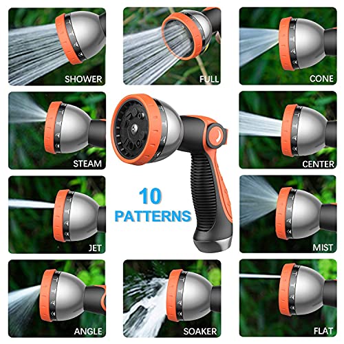 BOIROS Expandable Garden Hose 50ft, Flexible Water Hose 10 Function High-Pressure Spray Nozzle, Premium Solid Brass Connector Leakproof Latex Core Fittings No Kink Lightweight Retractable Hose