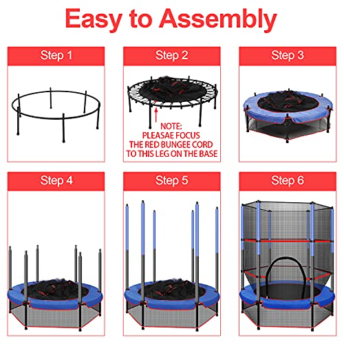 Trampoline for Kids 55 Inch with Enclosure Net Connected with Jumping Pad, Triple Tree Kids