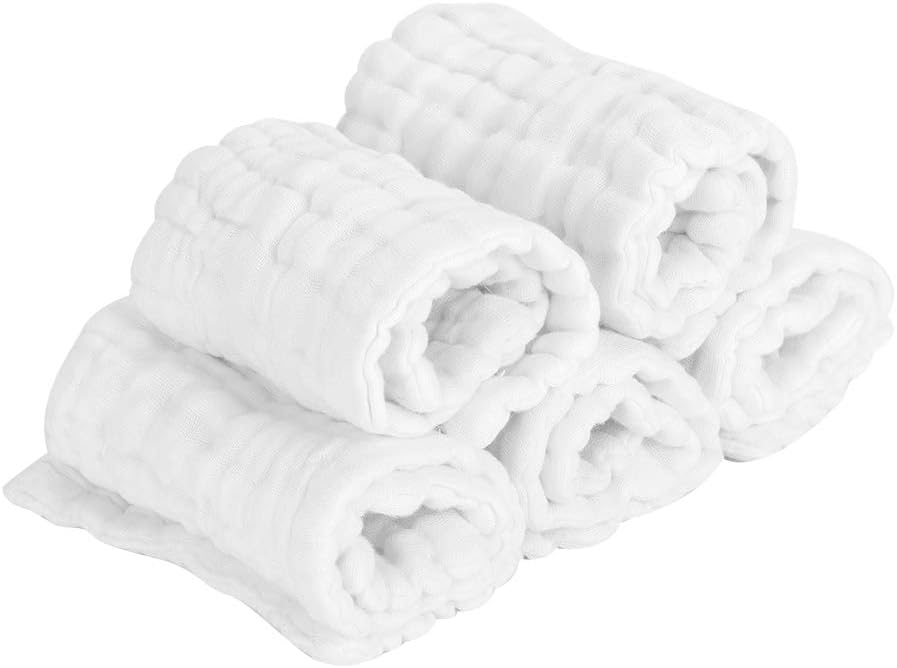 5Pcs/Set Baby Diaper Cotton Gauze Kids Nappy Breathable Lovely Underwear Washable Reusable Diaper Infant Care Product(White)