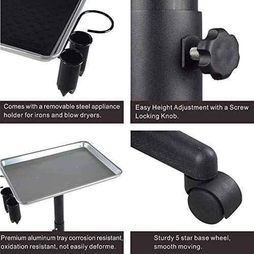 Premium Aluminum Instrument Salon Tray W/Accessory Caddy Tattoo Rolling