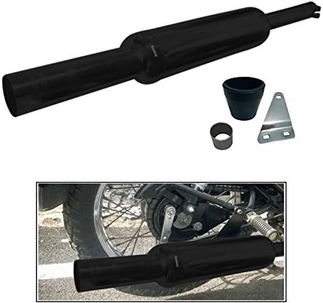 Trustway SIL57 Bike Short Bottle Silencer Glasswool Exhaust Punjab Dholki Black Filter Glass Wool Silencer for Royal Enfield Bullet Electra