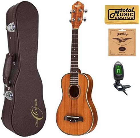 Left Hand Oscar Schmidt OU5 Concert Ukulele, Case,Tuner,Strings,Cloth