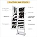 LANGRIA Mirrored Jewelry Cabinet Organizer, Full Length Standing Jewelry Storage Armoire with 2 Drawers and 3 Adjustable Angle, White Finish