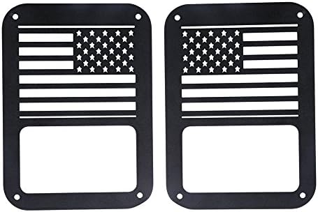Safaripal Jeep Wrangler 2007-2017 Black Rear Light Tail Lamp Guards Cover 1 Pair (American Flag)