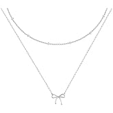 OGD Gold Necklace for Women, Bow Necklace 14K Layered Gold Necklace Dainty Bow Pendant Choker Necklace Trendy Bow Necklace Gold Chain Necklaces for Women Jewelry Gift