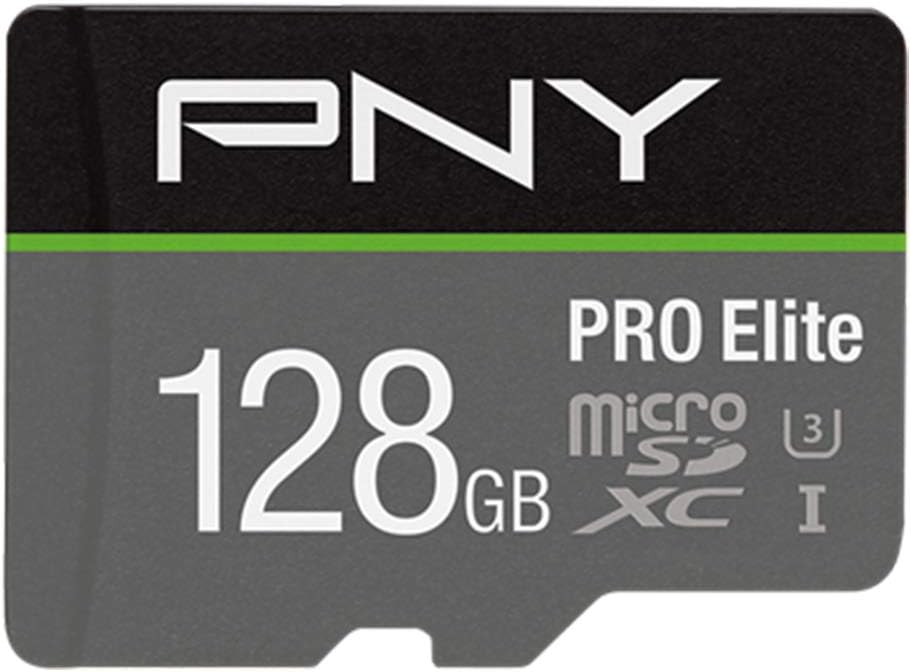 PNY Pro Elite 128GB microSDXC Card Class 10 UHS-I U3 100MB/s A1 V30 + Adapter