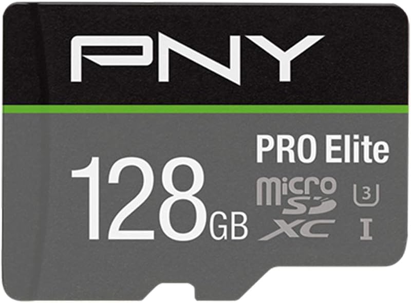 PNY Pro Elite 128GB microSDXC Card Class 10 UHS-I U3 100MB/s A1 V30 + Adapter