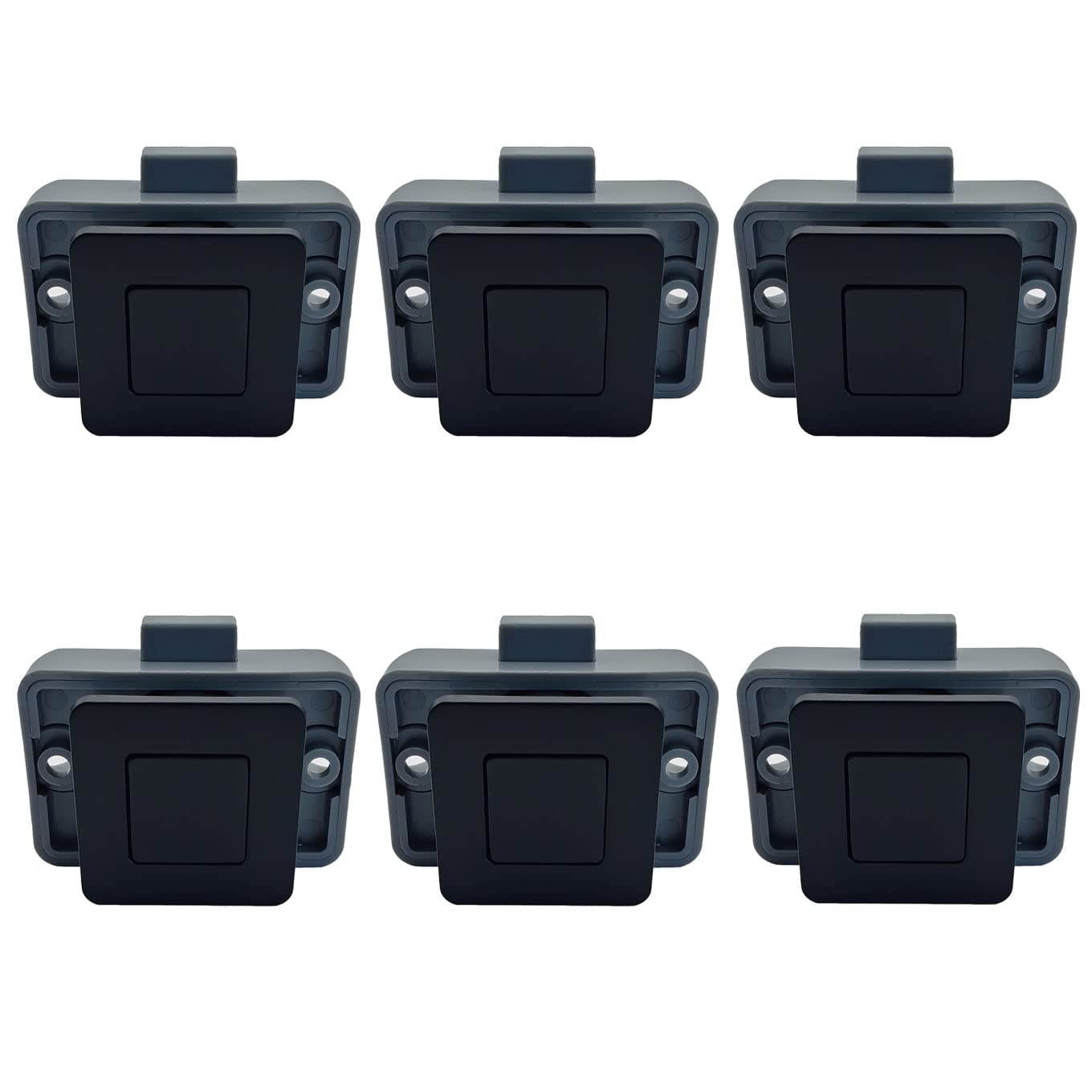 Photo 1 of 6 Packs PUROCEAN Metal Push Button Latch Square RV Push Button Catch (Black)