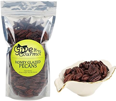 Crunchy Honey Glazed Pecans (16 Ounces) with Resealable Closure - Natural, Fresh and Tasteful Healthy Snack for All Day Long