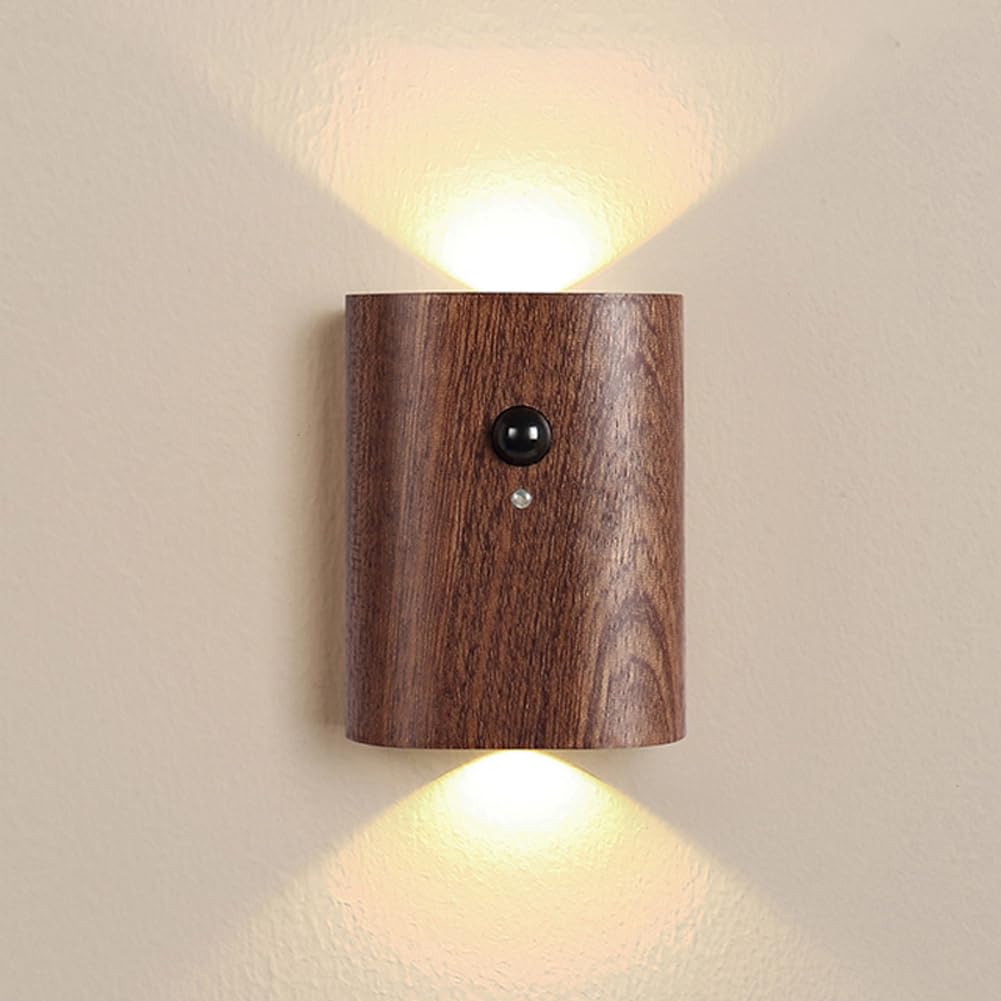 Photo 1 of LANDGOO Smart Night Light Step Light - Rechargeable Motion Sensor Stair Lamp, 2700K Warm White LED Walnut Wood for Bedroom Hallway Safety (1 Pack)