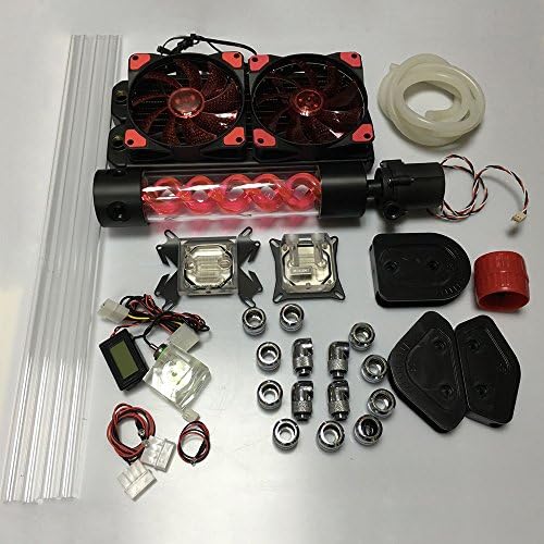 Bykski Water Cooling Kit 240mm Rardiator CPU GPU Block Radiator T Virus Cylindrical Tank(Red Fan)