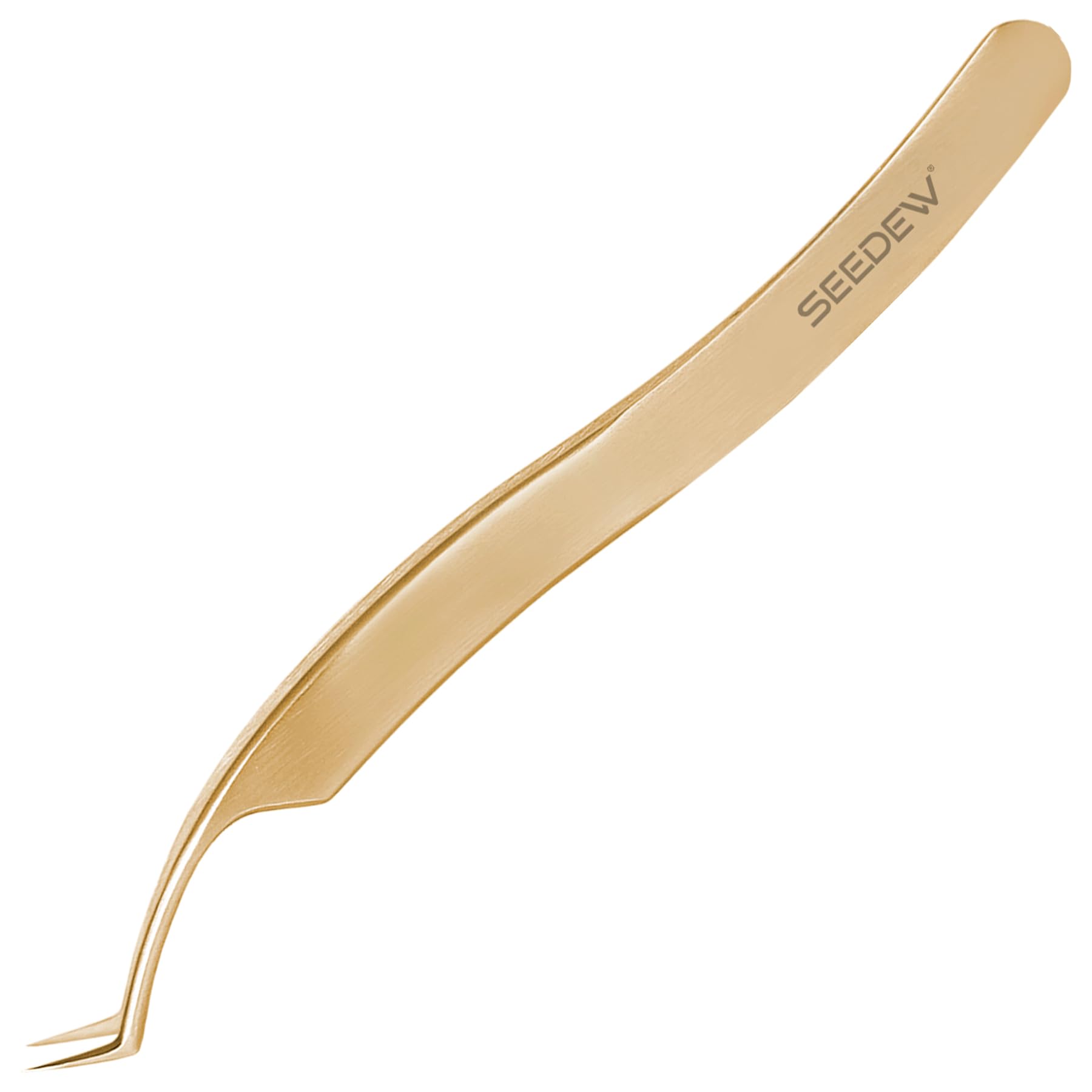SEEDEW T07 Eyelash Extension Tweezers, Fine Point, 45 Degree Curved Precision Isolation Professional Tweezers for Eyelash Extensions, Techniques and Beginners (Gold) — image 1
