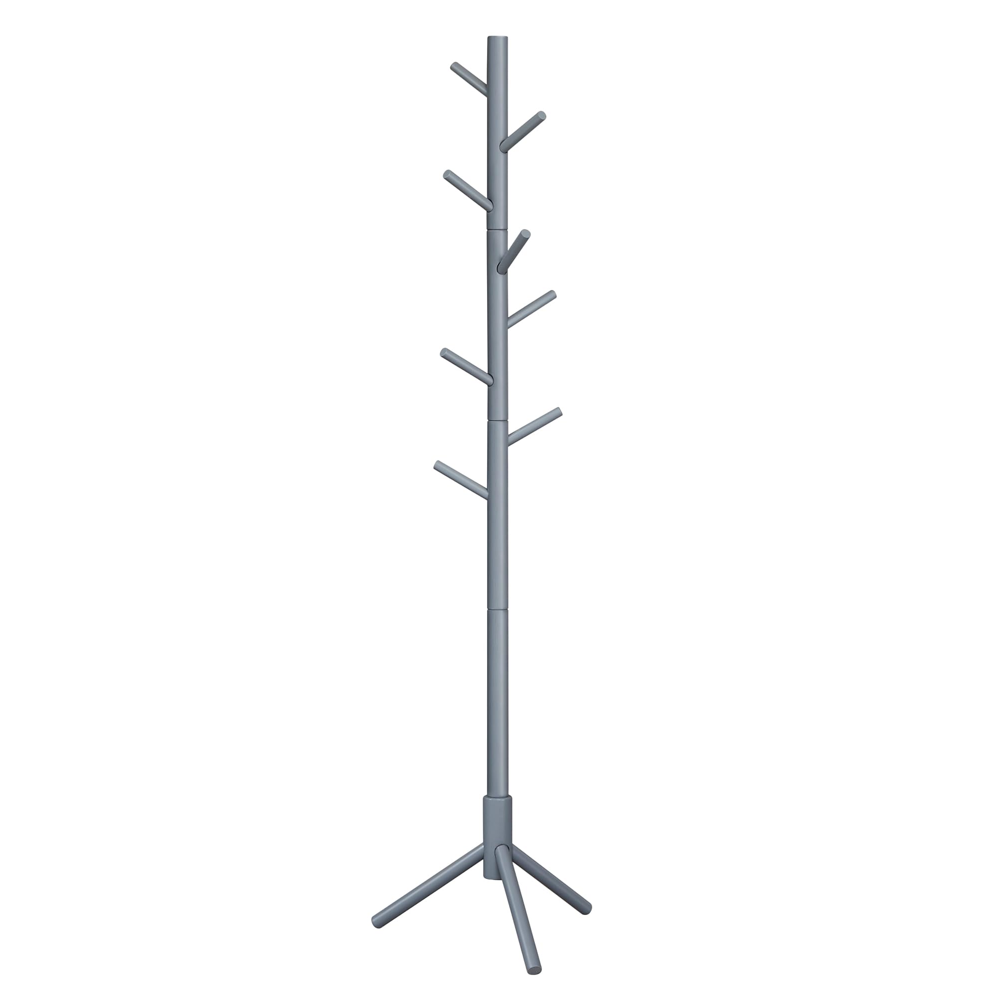 VASAGLE Standing Coat Rack, Tree-Shaped Solid Wood Coat Rack, with 8 Hooks, 3 Height Options, for Clothes, Hats, Bags, for Living Room, Bedroom, Home Office, Grey RCR04GY — image 1