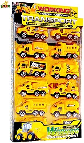 Toyzrin JCB Working Construction Pretend Play Toy , Working Construction Truck Pack of 12