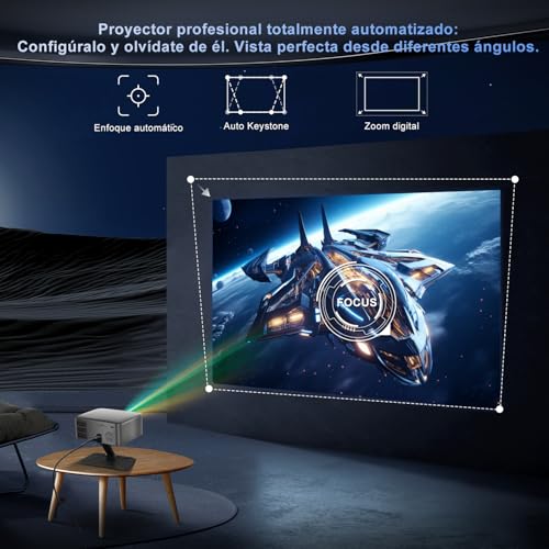 Salange Proyector Portátil, Mini Proyector 4K & 8k, Proyectores Android 14 Inteligente, WiFi 6 y Bluetooth 5.2, Auto Enfoque/Keystone, 1080P FHD Smart Projector para Exterior/Cine en Casa