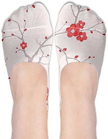 Women's No-Show Liner Socks Print Non Slip Flat Boat Line Women Sokcs - Dulux Flat Floral