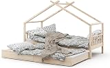 VitaliSpa House Bed 90x200 cm, Natural Wood, Guest Bed & Safety Rail view 6