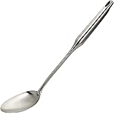 Millvado Big Cooking Spoon Stainless Steel - 15 In. Metal Kitchen Utensil | Kitchen Big Spoon Tool, For Cooking, Basting, Stirring, Serving, Solid Mixing Head, Rounded Grip, Heavy Duty, Dishwasher Safe