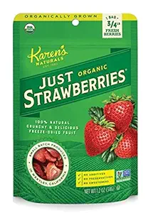 Freeze Dried Organic Strawberries by Karen's Naturals | All Natural Freeze Dried Fruit & Vegetables | Healthy Snack | Crisp & Delicious | No Additives or Preservatives | Non-GMO | Enjoy Naturally Healthy Snack Food | 1.2 Ounce Pack | Pack of 4
