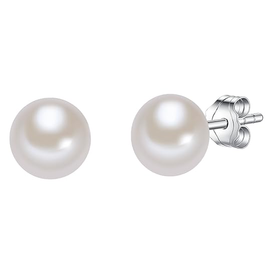 Valero Pearls Damen-Ohrstecker Hochwertige Süßwasser-Zuchtperlen in ca. 7 mm Button weiß 925 Sterling Silber - Perlenohrsteck