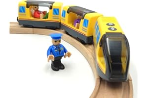 DSPITWOD Battery Train Magnetic Connection Inter City Train with Figures for Wooden Train Track Toys Locomotive Train Toys for Toddlers 3 4 5 Year Old Kids (No-include Battery and Track)