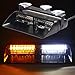 ASPL 12V 16 LED High Intensity LED Law Enforcement Emergency Hazard Warning Strobe Lights for Interior Roof/Dash/Windshield with Suction Cups (Amber/White)