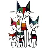 XinTX Metal Cat Wall Art Decor,10.6 x 15.7 inches Colorful Mid Century Cat Wall Sculptures Decor for Living Room Bedroom Kitc