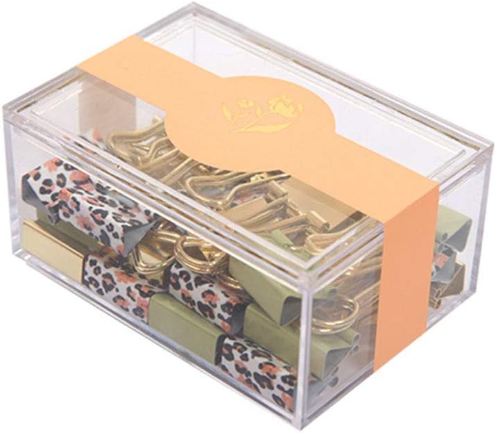 Binder Clips Small Fashion Leopard Pattern Metal Clips Paperwork and Document Clamps with Box for Office School and Home Supplies, 3/4 inch 25PCS or 1 inch 12PCS per Box (Leopard, 3/4 (25pcs))