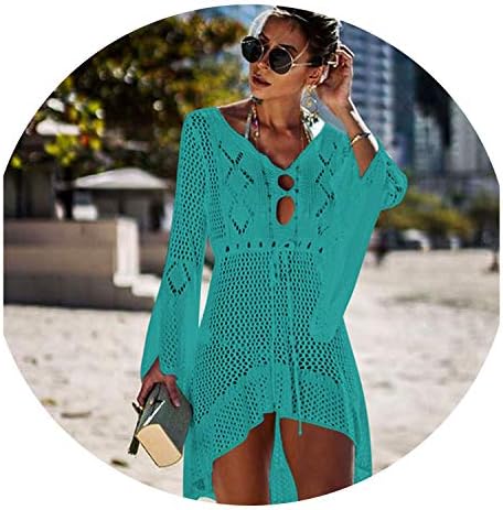 2019 Crochet White Knitted Beach Cover up Dress Tunic Long Pareos Bikinis Cover ups Swim Cover up