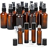 16 Pack Essential Oil Glass Bottles, 12 Black Fine
