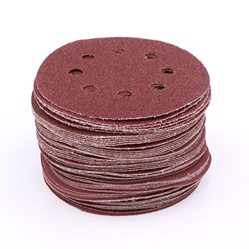 Swpeet 60 Pcs 10 Sizes 5 Inch 8 Hole Sanding Discs Sandpaper Hook and