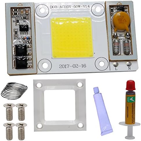 Smart IC High Power LED Matrix For Projectors 50W 110V DIY Flood Light COB LED Diode Spotlight Outdoor Chip Lamp 6000k( 2 Pack)