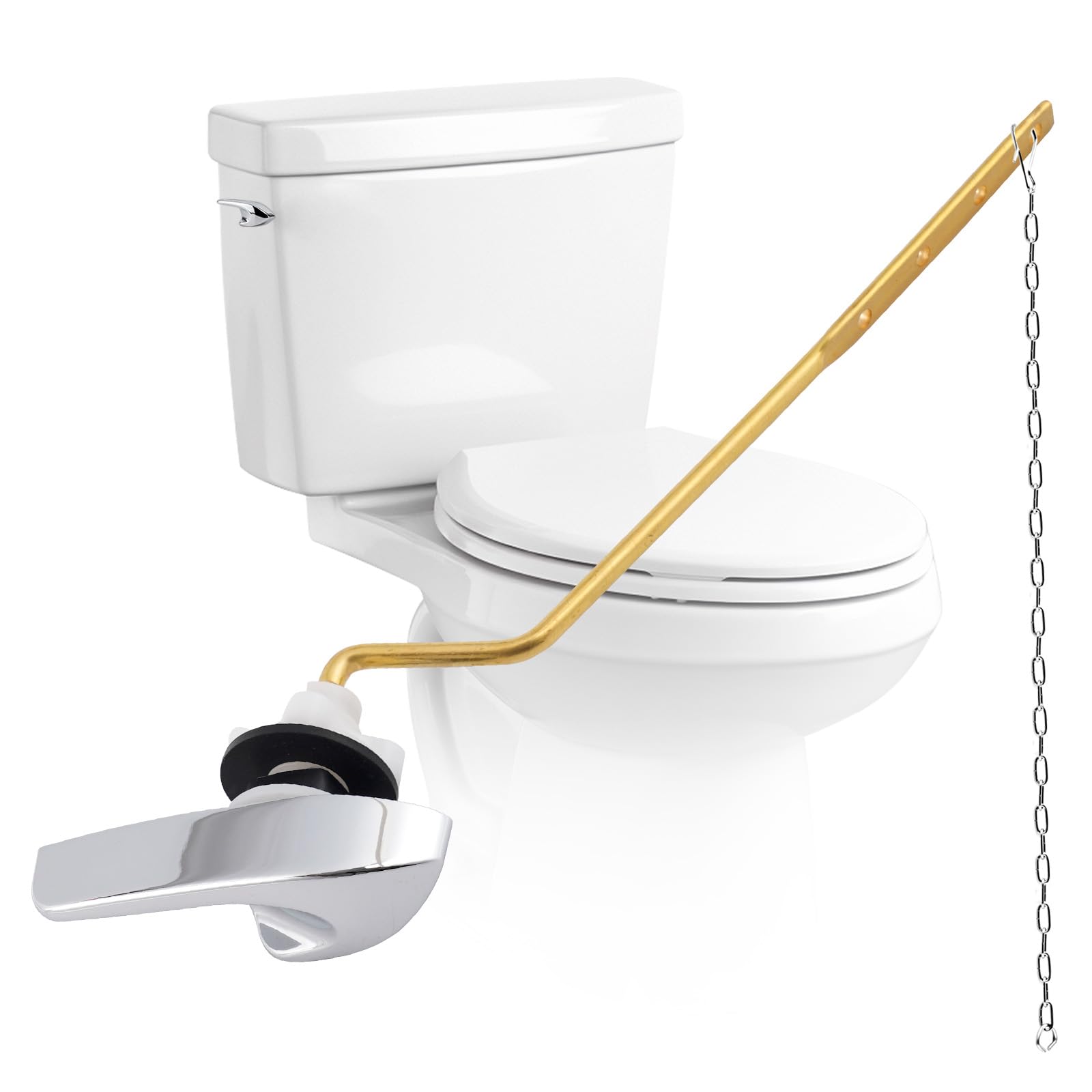 Photo 1 of iFealClear Universal Toilet Handle Replacement Kit, Side/Angle Mount Toilet Flush Handle Compatible with Kohler K-GP30324-CP/TOTO/American Standard, Stainless Steel Flapper Chain, Chrome