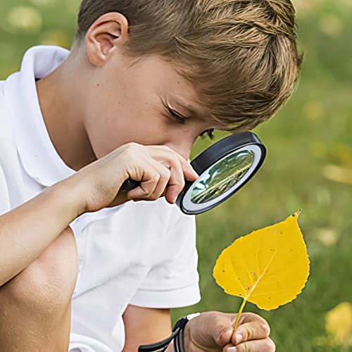 HAKACC 10X Magnifying Glass with Light, 12 LED Illuminated Handheld Magnifier 85mm Magnifying Lens for Hobbies Macular Degeneration Seniors Reading Kids Exploring