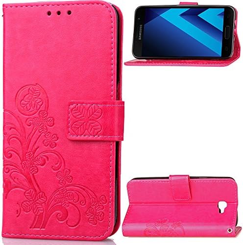 Samsung Galaxy A5 2017 Wallet Case,New Flower [Wrist Strap] Flip Folio [Kickstand Feature] Wallet Case Credit Cards Slot Cash Pockets Leather Holster Flip Cover Case For Samsung Galaxy A5 2017 (Pink)