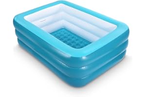 Inflatable Swimming Pool for Kids, 150x114x50cm Kiddie Pools with Inflatable Soft Floor, Durable Blow Up Pools for Backyard, 