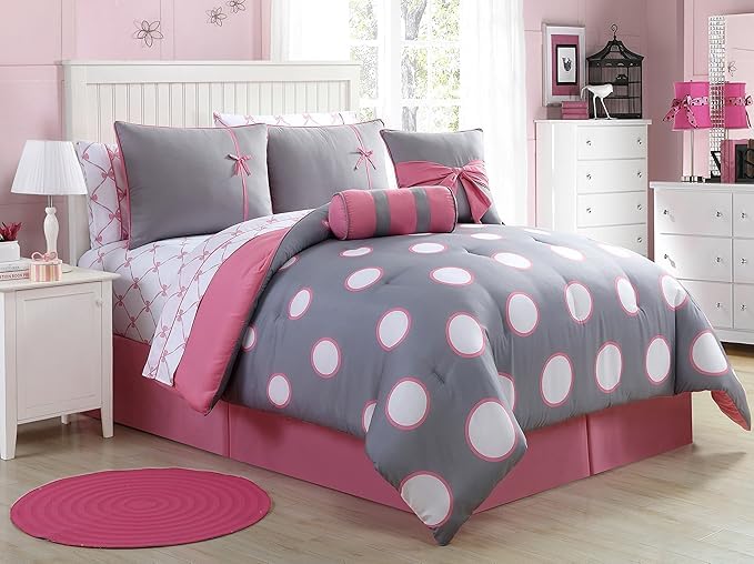 VCNY Home - Full Size Bed-in-a-Bag, Reversible Comforter with Matching Bed Sheets, Pillowcases, Shams, Decorative Pillows & Bedskirt, Medium-Weight Bedding (Mina Collection, 10-Piece) Image VCNY Home - Full Size Bed-in-a-Bag, Reversible Comforter with Matching Bed Sheets, Pillowcases, Shams, Decorative Pillows & Bedskirt, Medium-Weight Bedding (Mina Collection, 10-Piece) Image